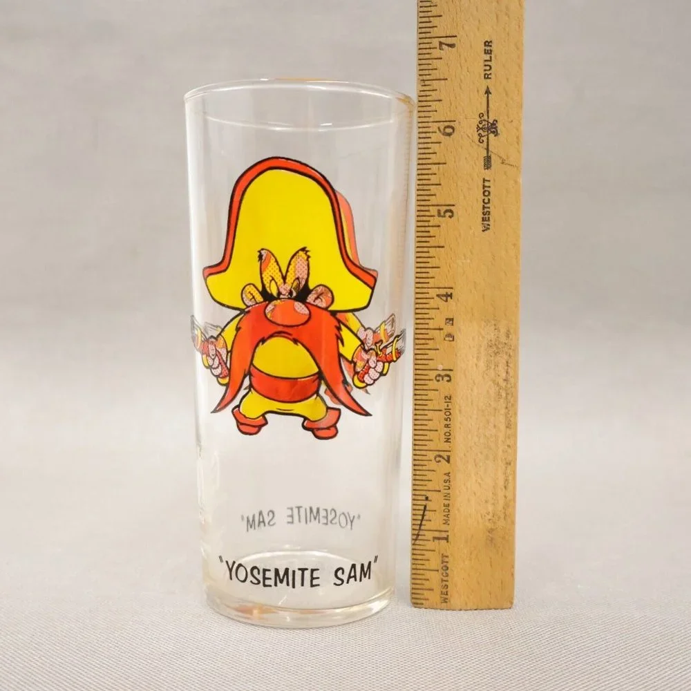 Yosemite Sam Pepsi Promotional Glass Soda 1973 Black Text Looney Tunes